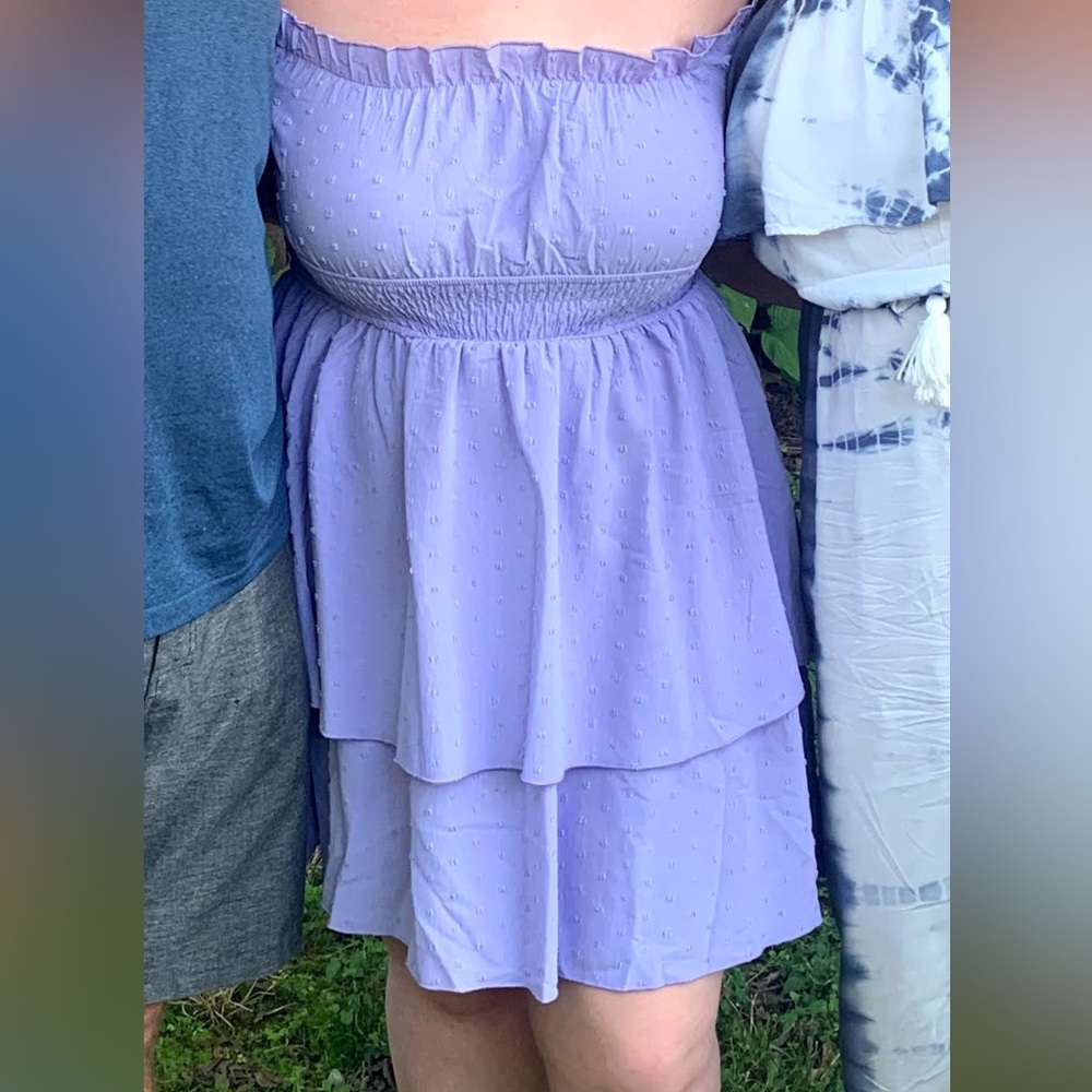 Purple off the shoulder dress